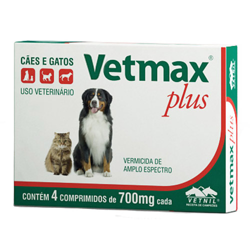Vermífugo Vetnil Vetmax Plus 700 Mg - 4 Comprimidos