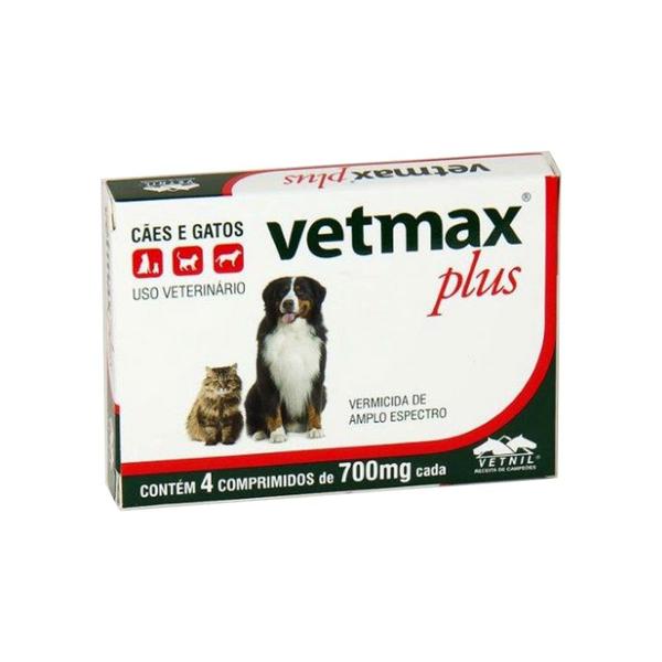 Vermífugo Vetnil Vetmax Plus 700 Mg 4 Comprimidos