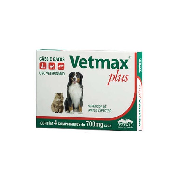 Vermífugo Vetnil Vetmax Plus 700mg - 4 Comprimidos
