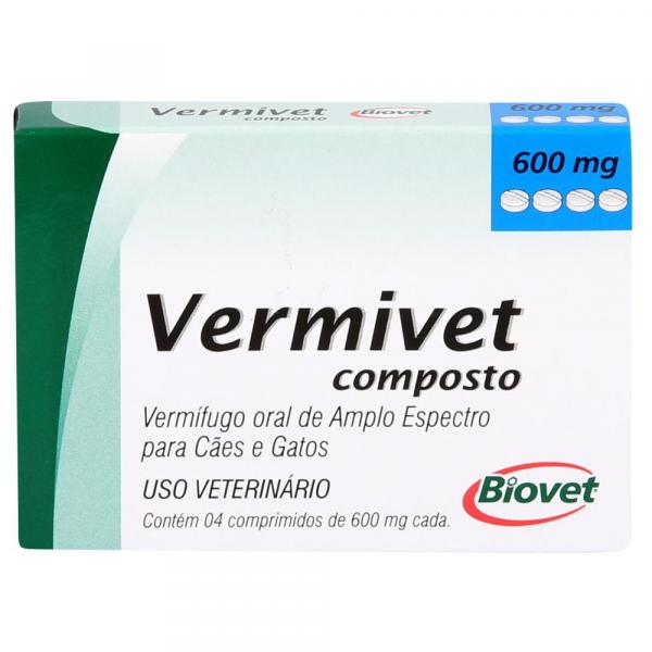Vermivet Vermífugo Composto Biovet 600mg - com 4 Comprimidos