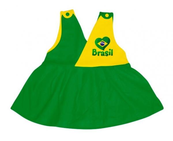 Vestido Bebê Brasil Decote V - Torcida Baby