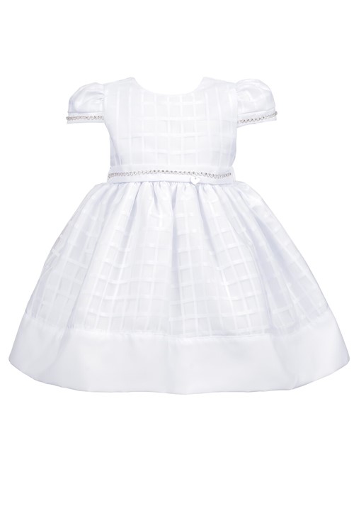 Vestido Bebê Cattai Branco com Strass