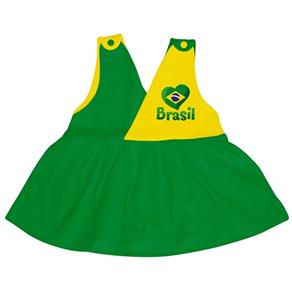 Vestido Bebê Decote V Brasil Torcida Baby - G - Verde