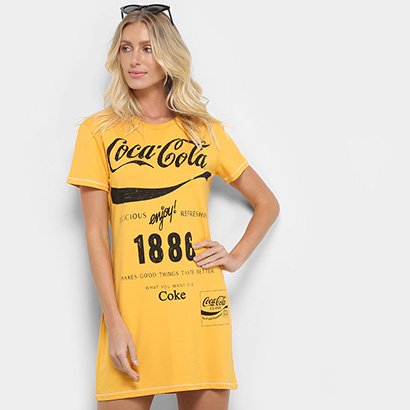 Vestido Coca-Cola Manga Curta Estampado
