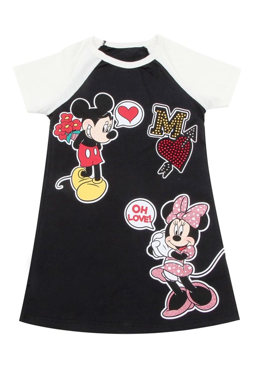 Vestido Disney Mickey e Minnie Preto