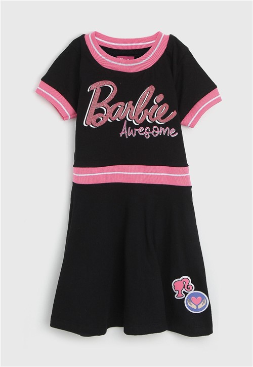 Vestido Fakini Infantil Barbie Preto/Rosa - Tricae