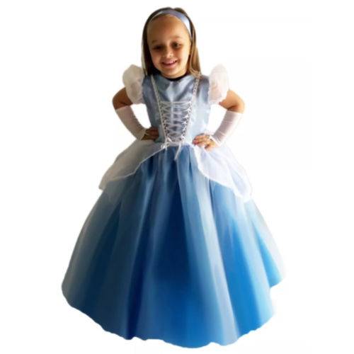 Tudo sobre 'Vestido Festa Fantasia Princesa Cinderela Infantil Acompanha Luva'