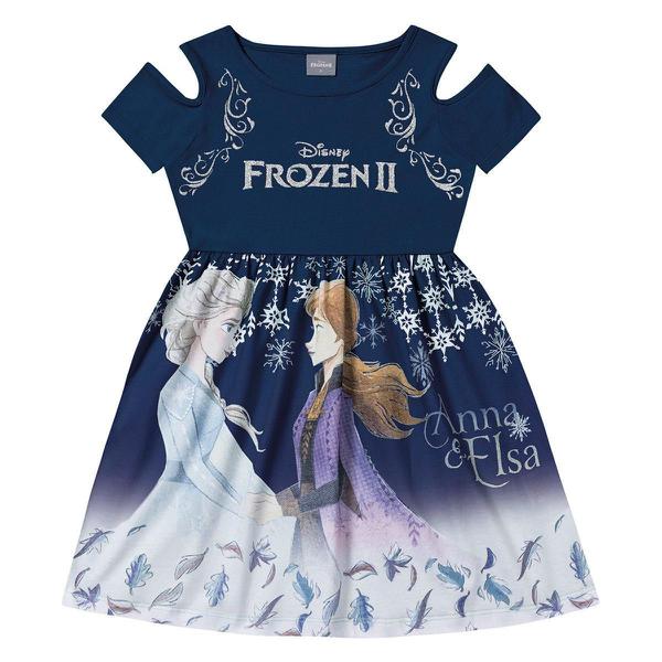 Vestido Infantil Fakini Frozen com Glitter