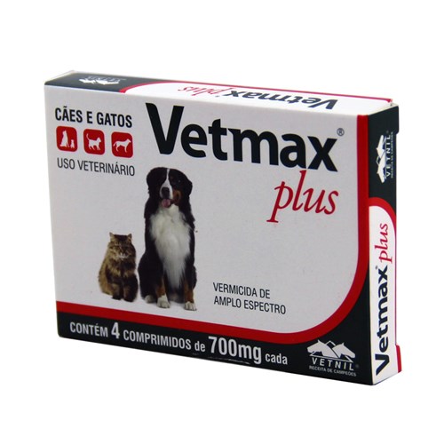 Vetmax Plus Vermífugo 10kg 4 Comp Cães e Gatos Vetnil