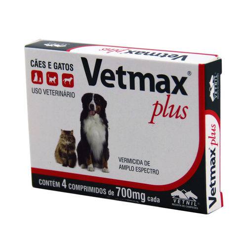 Vetmax Plus Vermífugo Cães 10kg C/ 4 Comp - Vetnil