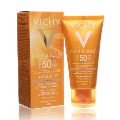 Vichy Capital Soleil Toque Seco com Cor FPS 50 - Protetor Solar Facial 50g
