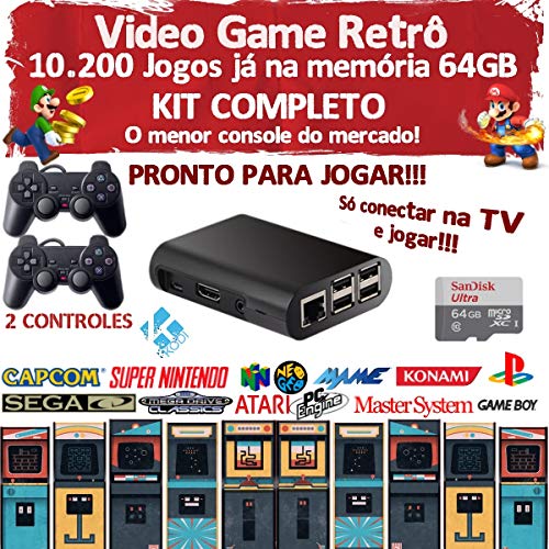 Video Game Retrô 10.200 Jogos + 2 Controles + 64GB