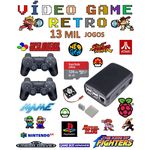 Vídeo Game Retro com 13 MIL Jogos 128GB com 2 Controles Ps2 Case Preta