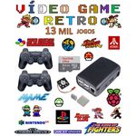 Vídeo Game Retro com 13 MIL Jogos 64GB com 2 Controles Ps2 Case Preta