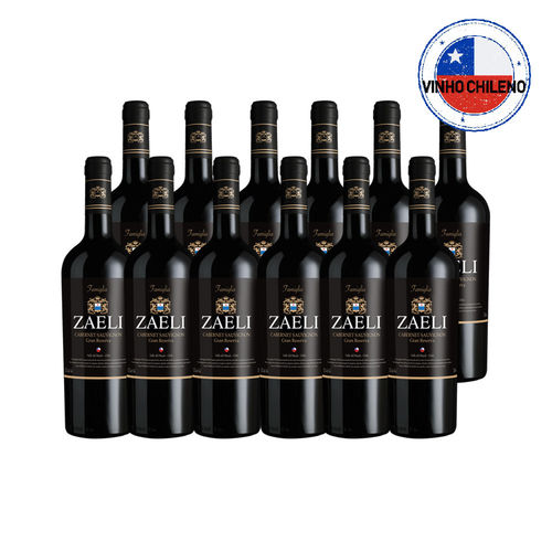 Vinho Chileno Cabernet Sauvignon Famiglia Zago Zaeli Gran Reserva Caixa com 12 Unidades de 750ml