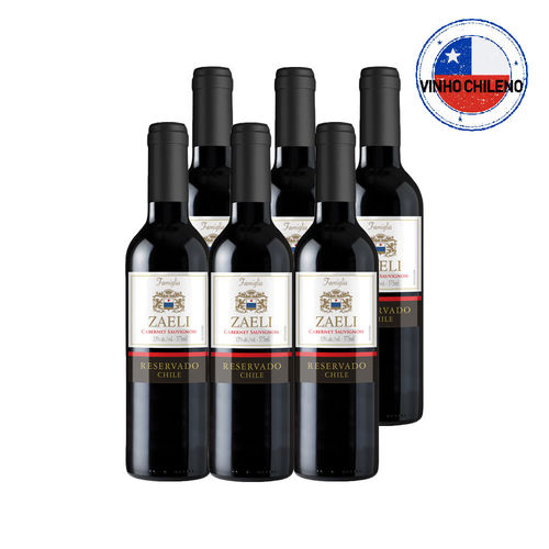 Vinho Chileno Cabernet Sauvignon Famiglia Zago Zaeli Reservado Caixa com 06 Unidades de 375ml