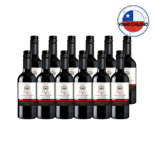 Vinho Chileno Cabernet Sauvignon Famiglia Zago Zaeli Reservado Caixa com 12 Unidades de 187ml