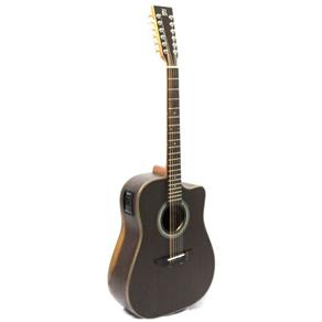 Violão 12 Cordas Rozini FOLK CUT WAY em Louro Preto Elétrico Ativo com Afinador RX415AT-CT