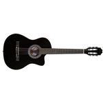 Violão Eletro Acústico Waldman Clce-1bk Cutaway Preto com Tensor e 6 Cordas de Nylon