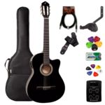 Violão Giannini Nylon Elétrico Flat Nf-14 Bk + Kit + Capa + Alça + Elétrico + Flat