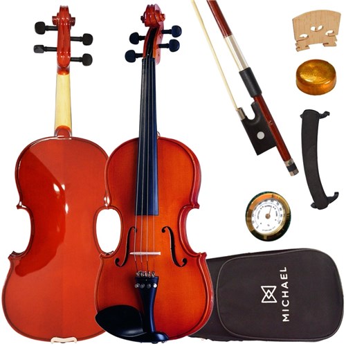 Violino 4/4 Tradicional Vnm40 Michael com Estojo e Espaleira