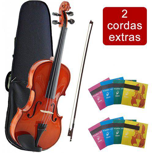 Tudo sobre 'Violino MARINOS Arco Breu Estojo MV-44 4/4 + 2 Cordas MS-001'