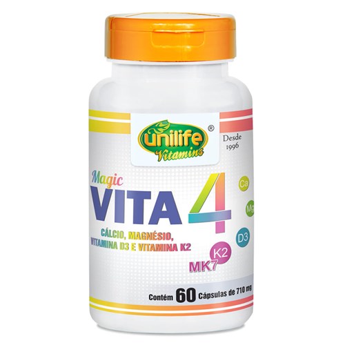 Vita 4 (Ca+Mg+D3+K2) 60 Cápsulas - Unilife Unilife