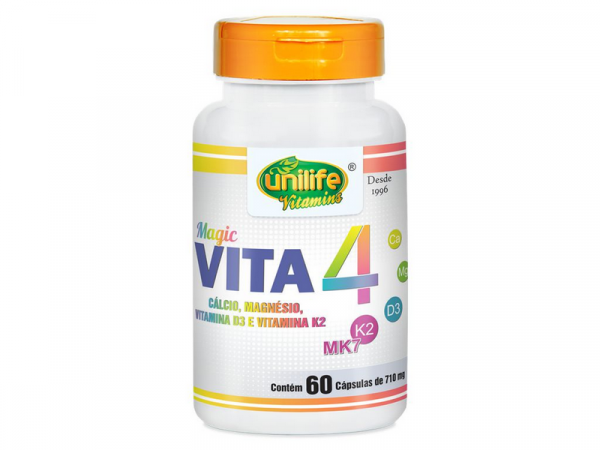 Vita4 Cálcio Magnésio Vitamina D e K2 Unilife 60 Cápsulas