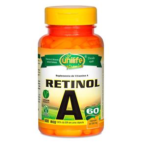 Vitamina a Retinol (500mg) 60 Cápsulas Vegetarianas - Unilife