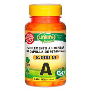 Vitamina a Retinol (8.000 UI) 60 Cápsulas Vegetarianas - Unilife - Sem Sabor - 60 Cápsulas