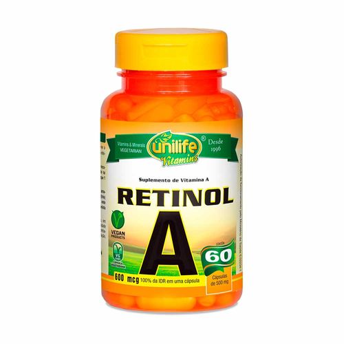 Vitamina a Retinol - Unilife - 60 Cápsulas de 500mg