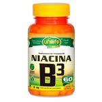 Vitamina B3 - Niacina 500mg - 60 Cápsulas Unilife