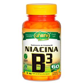 Vitamina B3 Niacina (500mg) 60 Cápsulas Vegetarianas - Unilife - 60 Cápsulas - Sem Sabor
