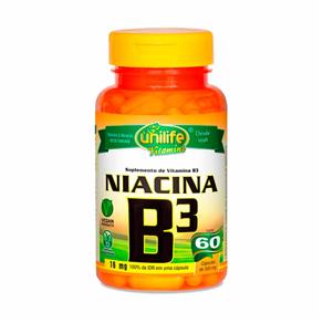Vitamina B3 Niacina Unilife - 60 Cápsulas 500mg