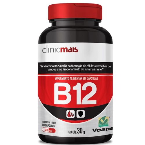 Vitamina B12 500mg 60 Cápsulas da Chá Mais