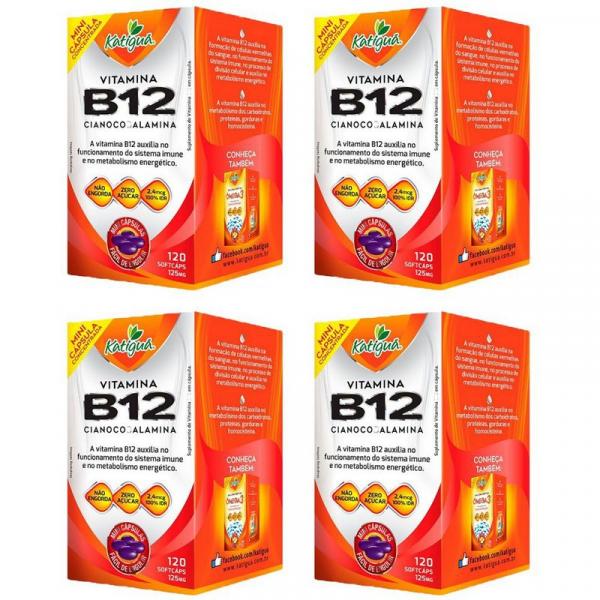 Vitamina B12 Cianocobalamina - 4 Unidades de 120 Cápsulas - Katigua