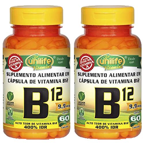Vitamina B12 (cianocobalamina) - 2 Unidades de 60 Cápsulas - Unilife