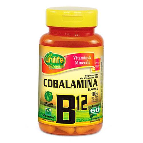 Vitamina B12 Cianocobalamina Unilife 60 Cápsulas