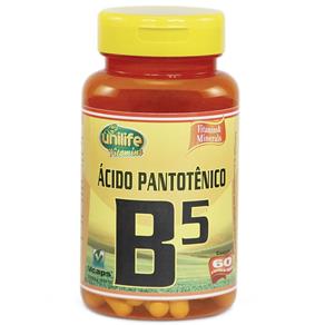 Vitamina B5 500mg Ácido Pantotênico - Unilife - Sem Sabor - 60 Cápsulas