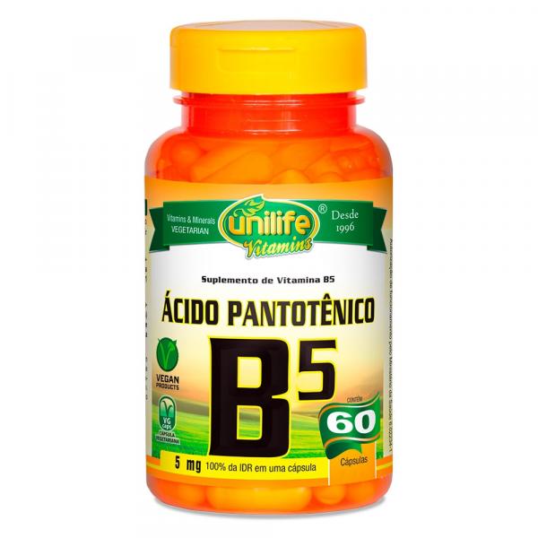 Vitamina B5 Ácido Pantotênico 60 Cápsulas Vegetarianas - Unilife