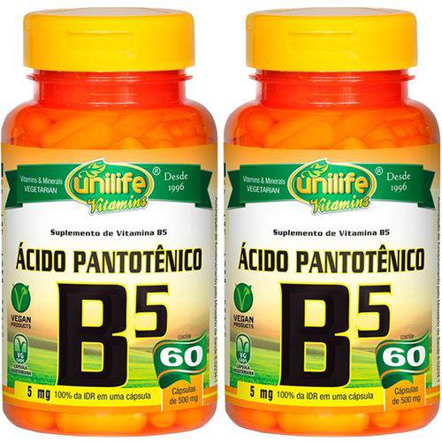 Vitamina B5 Ácido Pantotênico 2 Un de 60 Capsulas