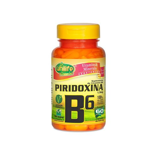 Vitamina B6 Piridoxina - Unilife - 60 Cápsulas