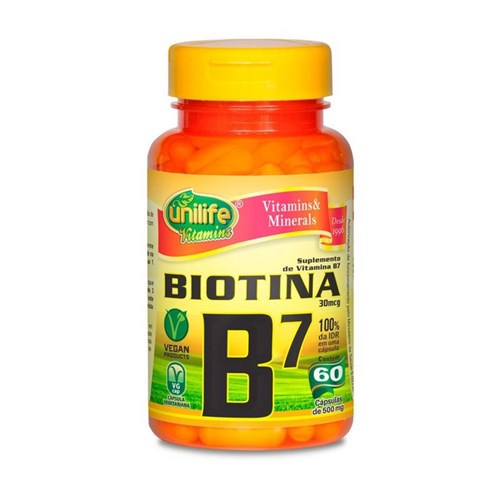 Vitamina B7 (Biotina) - 60 Cápsulas - Unilife