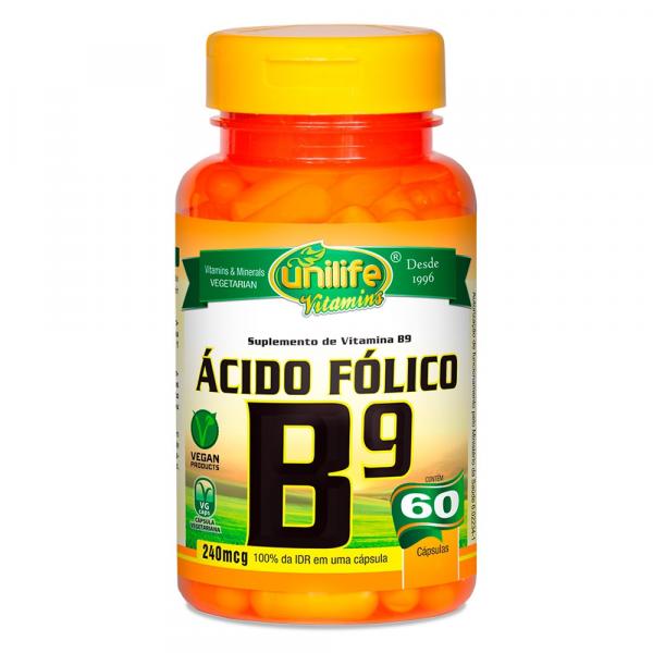 Vitamina B9 Ácido Fólico 60 Cápsulas Vegetarianas - Unilife