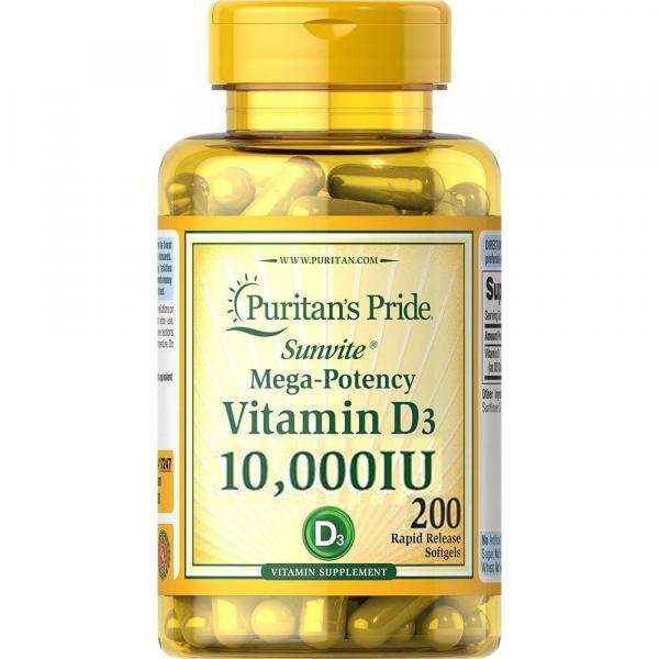 Vitamina D3 10.000 Iu 200 Softgels Importada Puritans Pride - Puritans Pride