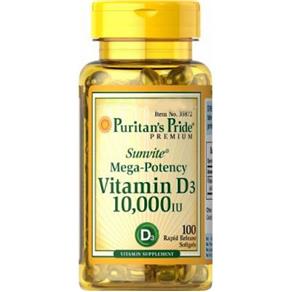 Vitamina D3 10.000 Iu Importada Puritans Pride - 100 SOFTGELS