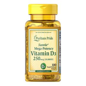 Vitamina D3 10.000 IU Puritans Pride 250mcg - 100
