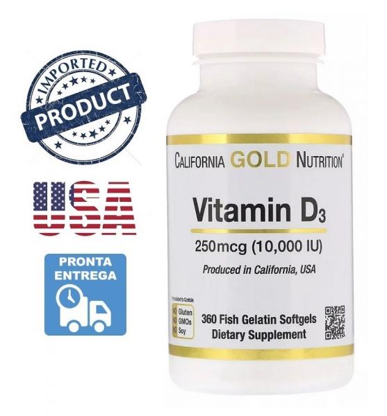 Tudo sobre 'Vitamina D3 10.000 UI California Gold 360 Softgels EUA - Califfornia Gold'