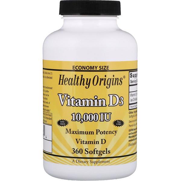 Vitamina D3 10000 IU 360 Softgels - Healthy Origins