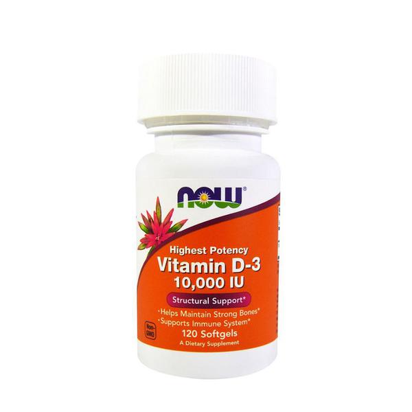 Vitamina D3 10000 UI (120 Softgels) Now Foods